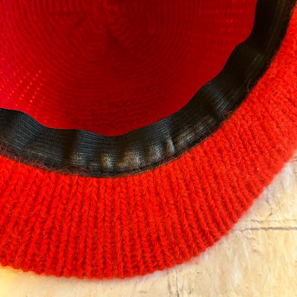 ITALY MADE RED FEDORA STYLE ANGORA BLEND WOMENS HAT - Picture 7 of 9